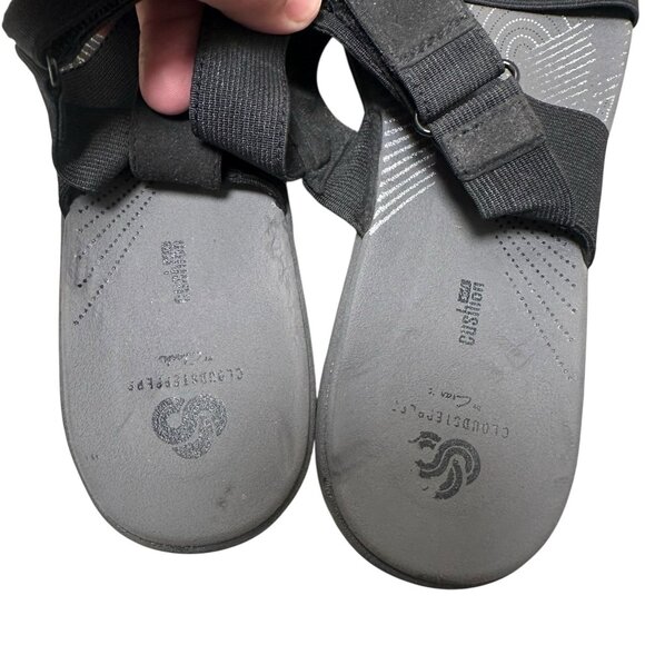 Clarks Cloudsteppers Sandals Womens 10 Arla Jacory Slingback Wedge Gray Black - Picture 5 of 8